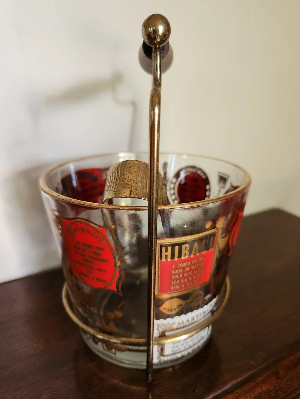 Mid-Century Jeanette Glass Bacardi Cocktail Recipe Ice Bucket